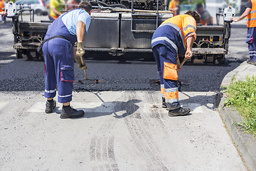 Image showing Workers on Asphalting Road 