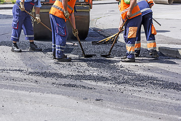 Image showing Workers on Asphalting Road 