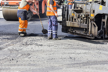 Image showing Workers on Asphalting Road 