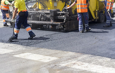 Image showing Workers on Asphalting Road 
