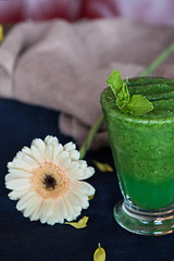 Image showing Healthy organic green smoothie