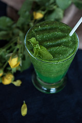 Image showing Healthy organic green smoothie