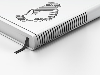 Image showing Finance concept: closed book, Handshake on white background