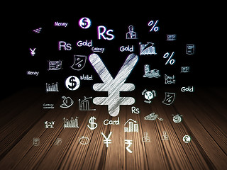 Image showing Currency concept: Yen in grunge dark room