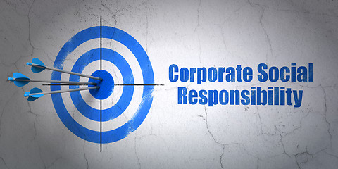 Image showing Finance concept: target and Corporate Social Responsibility on wall background