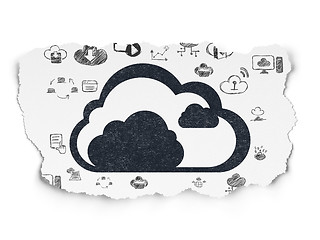 Image showing Cloud networking concept: Cloud on Torn Paper background