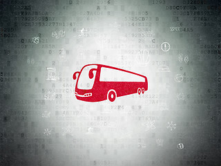 Image showing Tourism concept: Bus on Digital Data Paper background