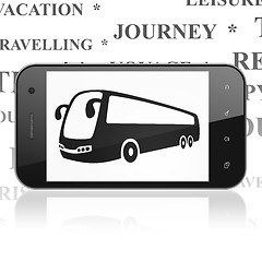 Image showing Vacation concept: Smartphone with Bus on display