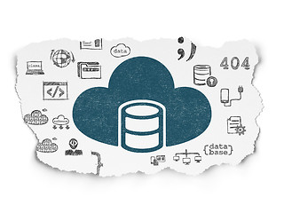 Image showing Programming concept: Database With Cloud on Torn Paper background