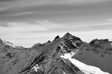 Image showing Black and white high mountains in winter