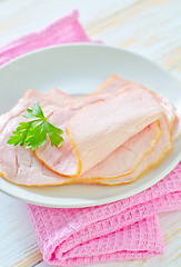 Image showing ham on plate