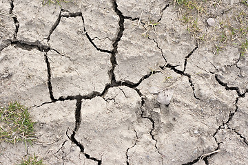 Image showing Close up picture of cracked dried soil