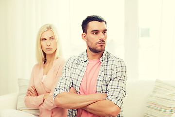 Image showing unhappy couple having argument at home