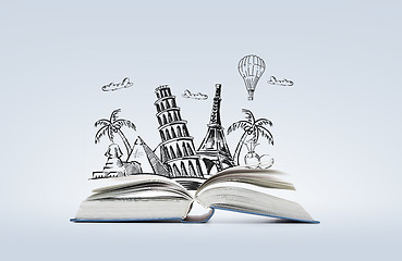 Image showing open book with landmarks drawing