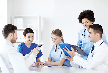 Image showing group of happy doctors meeting at hospital office