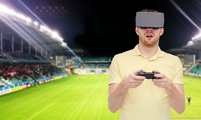 Image showing man in virtual reality headset over football field