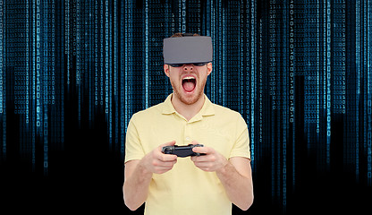 Image showing angry man in virtual reality headset with gamepad