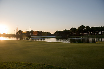 Image showing golf course on sunset