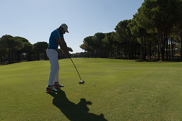 Image showing golf player hitting shot