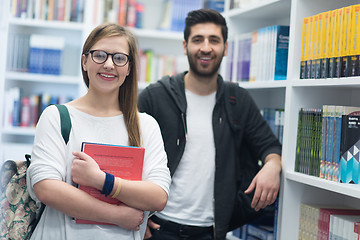 Image showing students group  in school  library