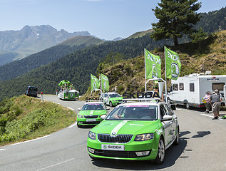 Image showing Skoda Caravan in Pyrenees Mountains - Tour de France 2015