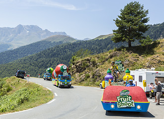 Image showing Teisseire Caravan on a Cobblestone Road- Tour de France 2015