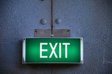 Image showing Exit sign points the way out