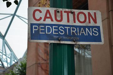 Image showing Caution pedestrian crossing signs