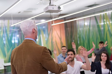 Image showing students group raise hands up