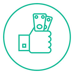 Image showing Hand holding money line icon.