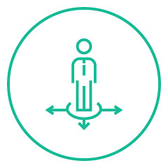 Image showing Businessman in three ways line icon.