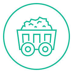 Image showing Mining coal cart line icon.