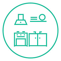 Image showing Kitchen interior line icon.