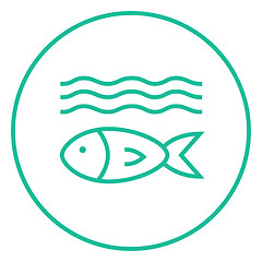 Image showing Fish under water line icon.