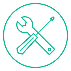 Image showing Screwdriver and wrench tools line icon.