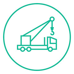 Image showing Mobile crane line icon.