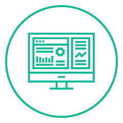 Image showing Monitor with business graphs line icon.