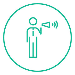 Image showing Businessman with megaphone line icon.