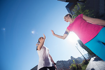 Image showing congratulate and happy to finish morning workout