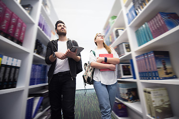 Image showing students group  in school  library