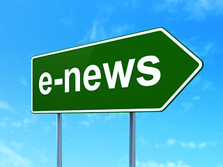 Image showing News concept: E-news on road sign background