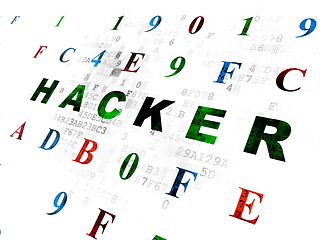 Image showing Safety concept: Hacker on Digital background