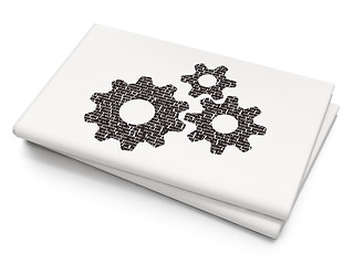 Image showing Business concept: Gears on Blank Newspaper background