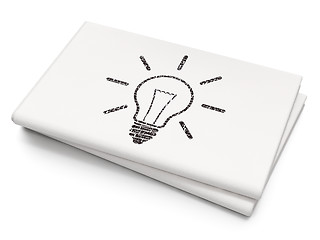 Image showing Business concept: Light Bulb on Blank Newspaper background