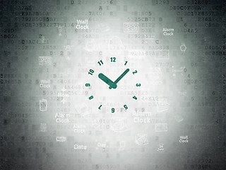 Image showing Timeline concept: Clock on Digital Data Paper background