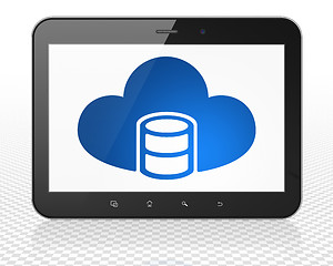 Image showing Software concept: Tablet Pc Computer with Database With Cloud on display