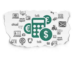 Image showing News concept: Calculator on Torn Paper background