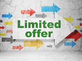 Image showing Finance concept: arrow with Limited Offer on grunge wall background