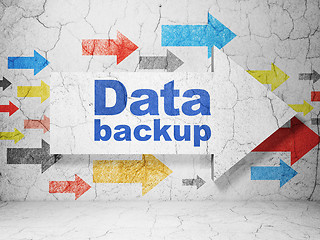 Image showing Data concept: arrow with Data Backup on grunge wall background