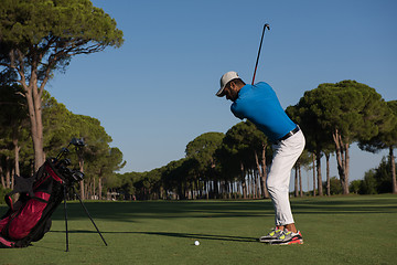 Image showing golf player hitting shot